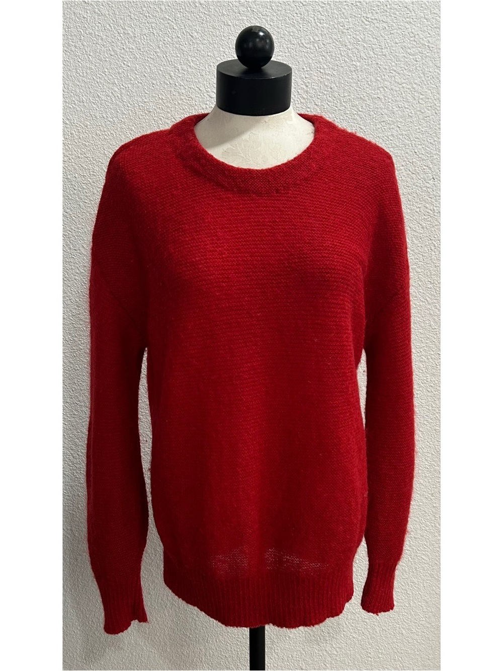 & Other Stories Sz Small Red Mohair Wool Blend Fuzzy Crewneck Sweater Oversized